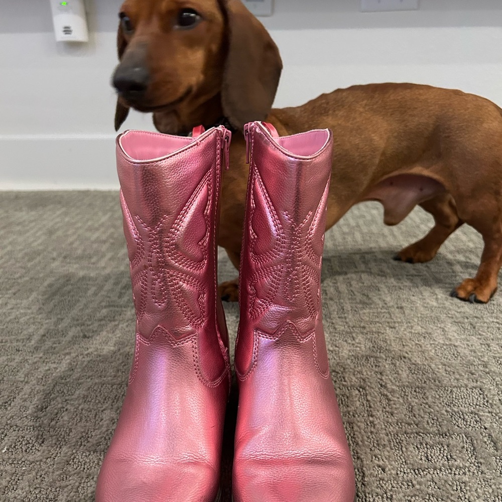 Old Navy Shiny Pink Kids Boots